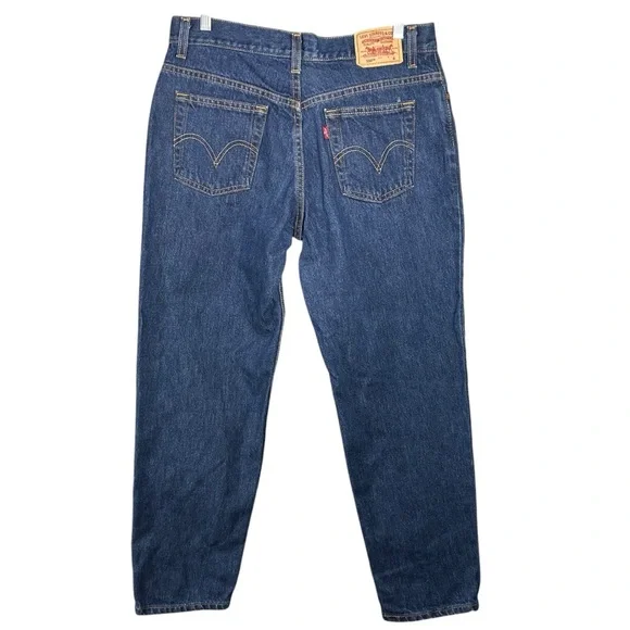 VNTG Levi’s 550 Classic Relaxed Women’s 12 Dark Wash Like New High Rise Straight - Picture 4 of 12